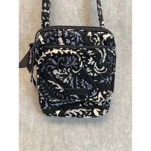 Vera Bradley Black Multi-Use Floral Quilted Crossbody Bag Purse Small Hipster
